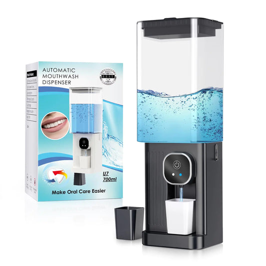 NexaLiving Automatic Mouthwash Dispenser for Bathroom - 23.67 Oz Organizers & Storage Accessories for Mouth Wash Dispensers Smart Home Mouthwash Dispenser for Kids and Adults Set Black