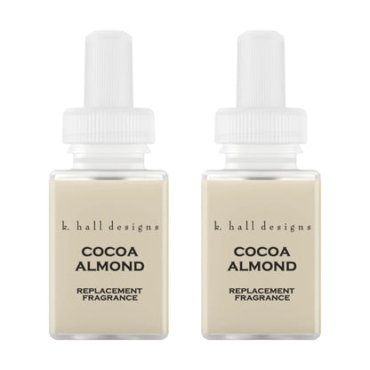 Pura & K. Hall Designs Home Scent Refill - Smart Home Air Diffuser Fragrance - Up to 120-Hours of Premium Fragrance per Refill - Household Essential - Clean Diffuser Fragrance - 2 Pack Cocoa Almond