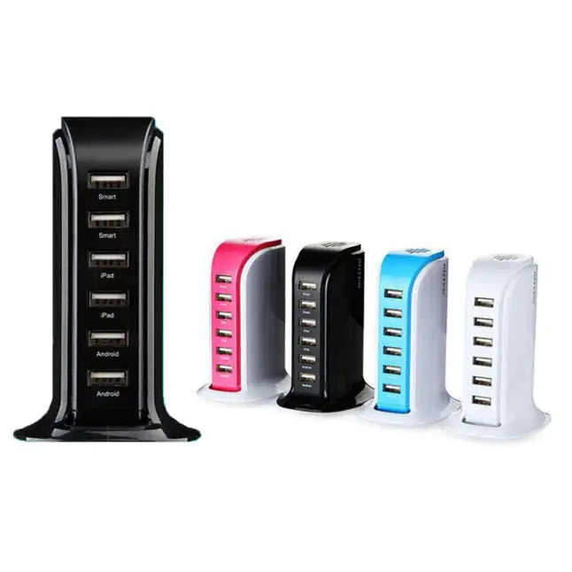 NexaLiving Smart Power 6 USB Colorful Tower for Every Desk at Home or Office charge any Gadget