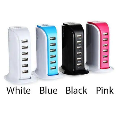 NexaLiving Smart Power 6 USB Colorful Tower for Every Desk at Home or Office charge any Gadget